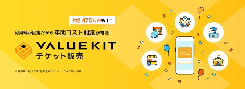 レジャー施設運営の年間運用コストを大幅削減する 「VALUE KITチケット販売」システムの提供を開始 チケット販売コストを2,475万円削減(※1)！