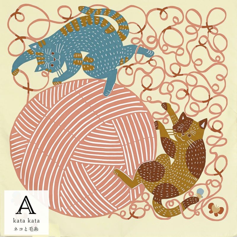 ネコと毛糸 クリームイエロー