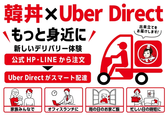 韓丼が「Uber Direct」導入　公式HP・LINEからのデリバリー注文に対応