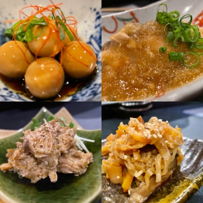 うずらの味玉ちゃん - ブリのみぞれ煮 - 茗荷と鶏のノリノリ和え - 切干大根煮
