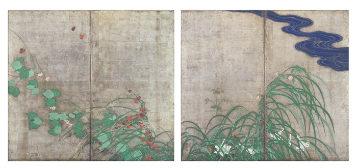 重要文化財 夏秋草図屏風 酒井抱一筆 江戸時代・19世紀 東京国立博物館蔵