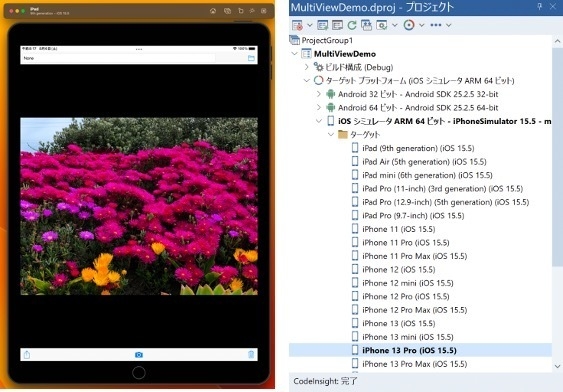 RAD Studio 11.2 Alexandriaで構築したiOS シミュレーター向けアプリとDelphiプロジェクトターゲット
