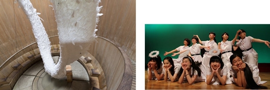 【左】作品名：「それゆけ！てんしろうくん」　自然体感展望台 六甲枝垂れ【右】松蔭中学校・高等学校美術部