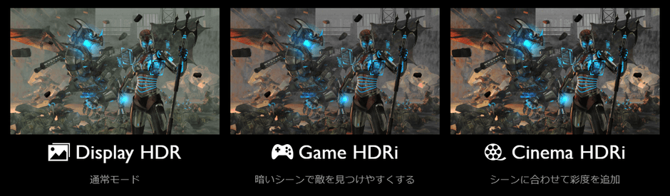 暗闇でも鮮明に色表現するHDRiテクノロジー搭載　　