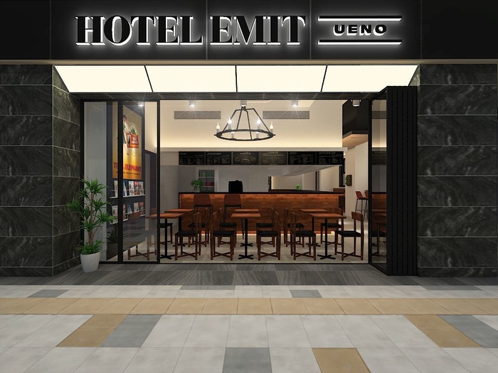 「HOTEL EMIT UENO」カフェ外観 パース