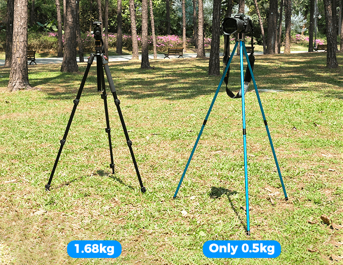 通常の三脚よりも軽い