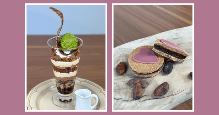 季節のチョコレートパフェ、スパイシーチョコサンド