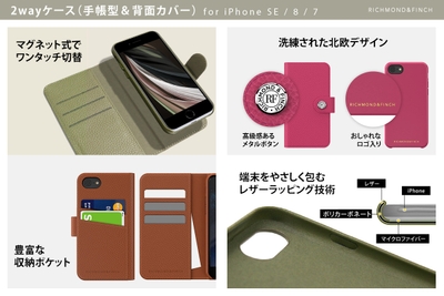 Richmond&Finch(リッチモンドアンドフィンチ)、2wayケース(手帳型&背面カバー)製品特長