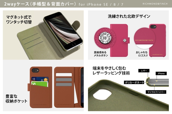Richmond&Finch(リッチモンドアンドフィンチ)、2wayケース(手帳型&背面カバー)製品特長