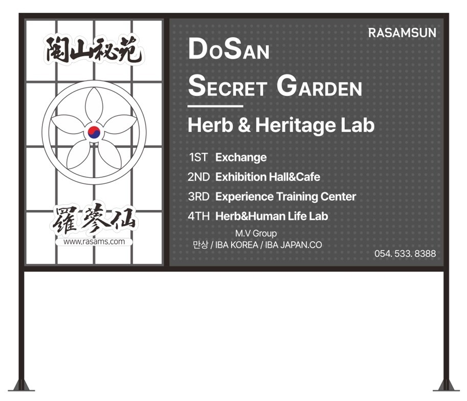 韓国安東 陶山秘苑Secret Garden　施設案内看板