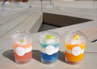 白桃ゼリープリン、ラムネゼリープリン、オレンジ＆温州みかんゼリープリン　各380円