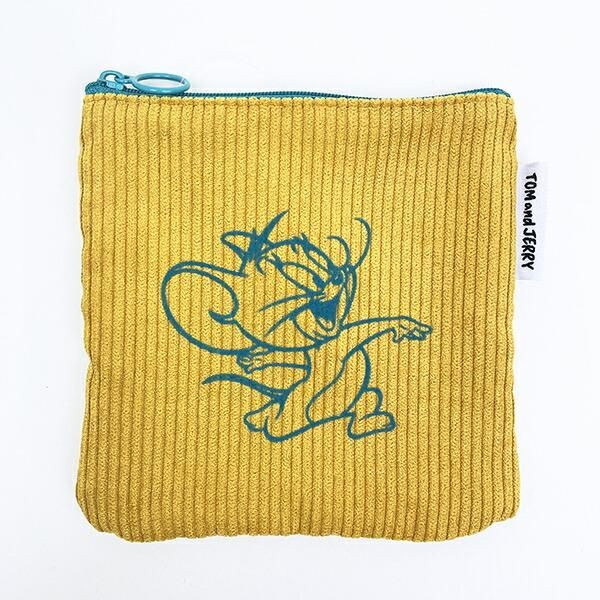 トムとジェリーのフロッキー配色フラットポーチ。シンプルでおとなっぽいけど、温かみある配色が素敵なデザインです。