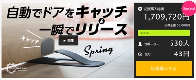 支援金額1,709,720円を突破。立ったまま操作可能な自動ドアストッパー誕生。