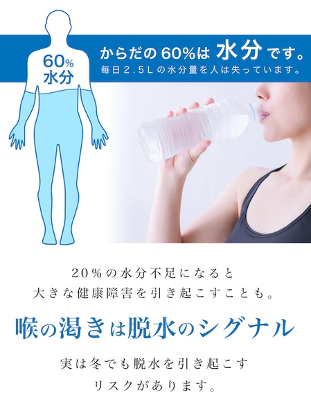 毎日2.5Lの水分量を人は失っています。