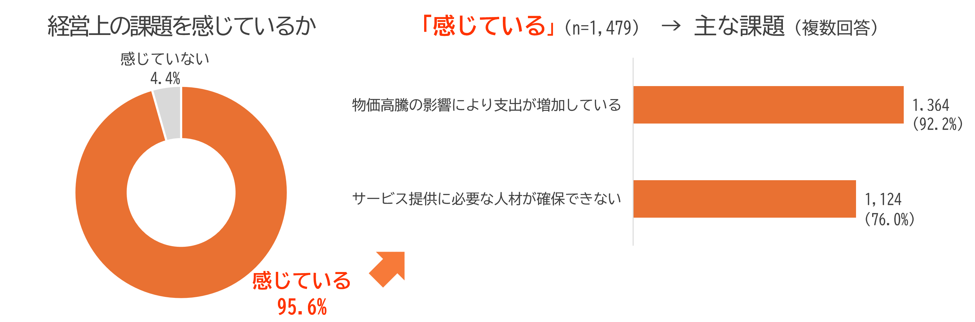 図3:経営上の課題を感じているかと、感じている場合の主な課題