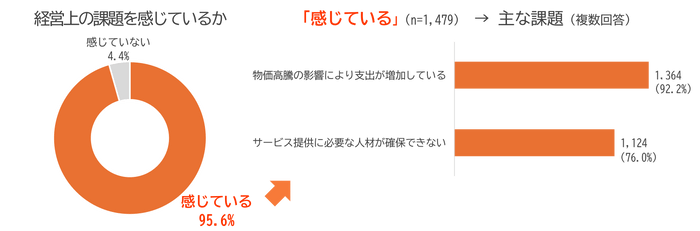 図3:経営上の課題を感じているかと、感じている場合の主な課題
