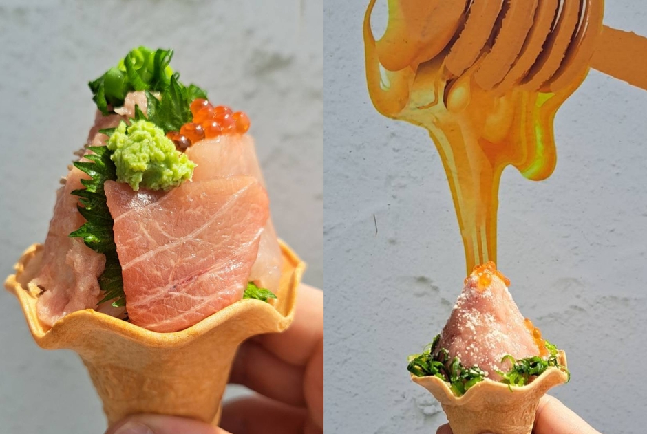 左から)シャリソフト～鮪のトロとろ～／シャリソフト～ねぎとろフロマージュ～