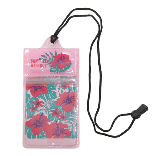 「スマホ用防滴ポーチ Hibiscus」価格：290円／スマホを水から守ってくれる防滴のポーチ。入れたまま操作が可能です。