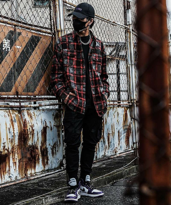 Pasting Logo Plaid Shirt（レッド）