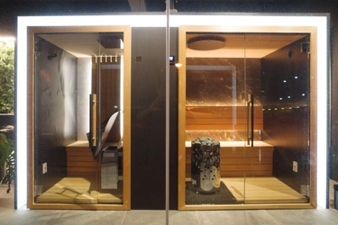 岐阜県大垣市の(株)ライフが東京ビッグサイトで行われる 「建築・建材展」に5重の安全機構を備えた オリジナルサウナルームとサウナストーブ、チラー機を展示