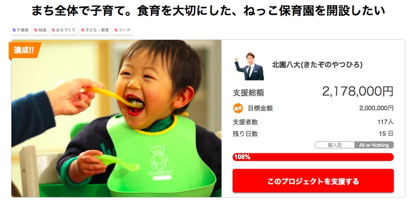 クラウドファンディングで目標金額200万円達成！ 千葉県市川市で保育園を新設　まち全体で子育てを目指す