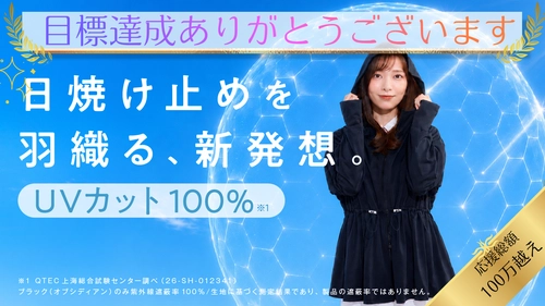 公開からわずか3日で達成率1000％突破！ りんごのような軽さで超話題の、 “見せるUVラッシュガード”「UVelia」が 「Makuake」にて絶賛公開中