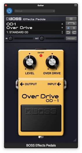 『BOSS Effects Pedals』「OD-1」エディット画面イメージ
