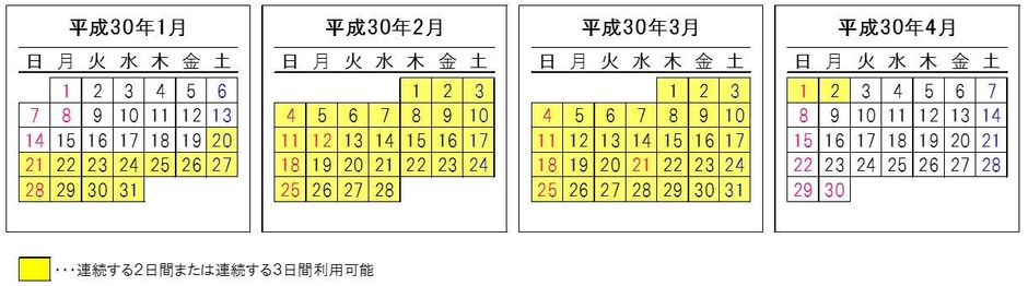 利用可能日カレンダー