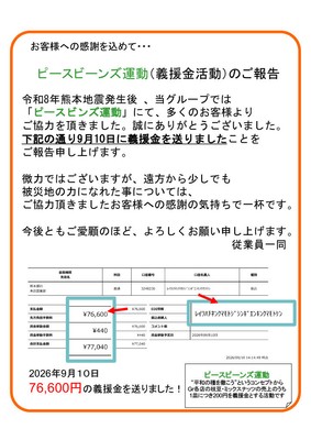 8月義援金送金報告