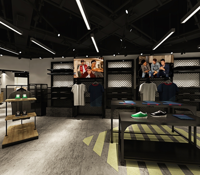 内観 専用什器による空間