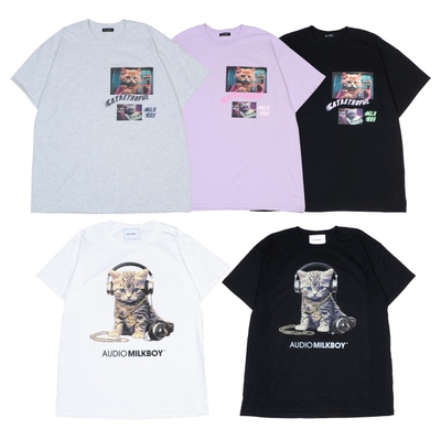 『CAT ASTROPHE TEE』8,800円(税込) &『AUDIO CAT TEE』 8,580円(税込)
