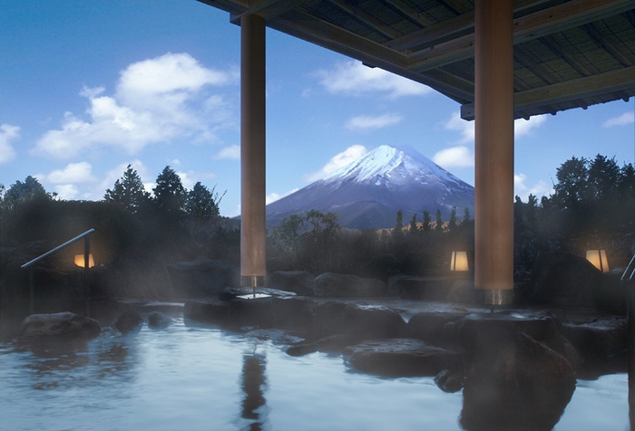 露天風呂と富士山