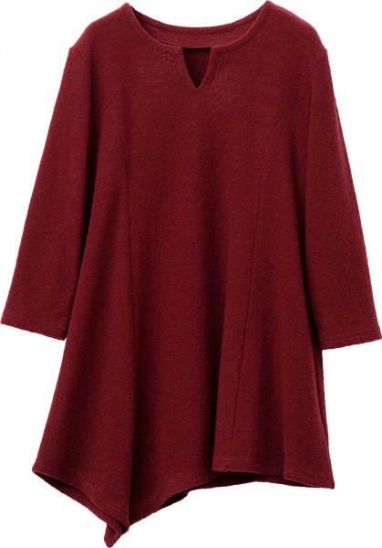 YOUKA（ヨウカ）ウールリングアシンメトリーデザインチュニック　ワイン　販売予定価格19800円（税込）