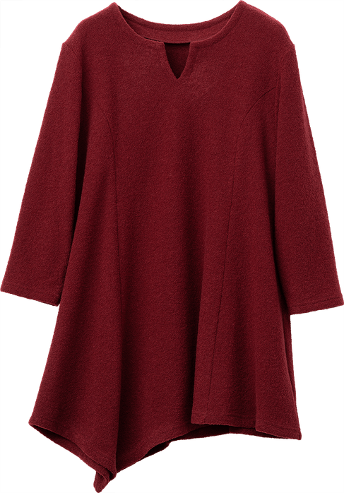 YOUKA（ヨウカ）ウールリングアシンメトリーデザインチュニック　ワイン　販売予定価格19800円（税込）