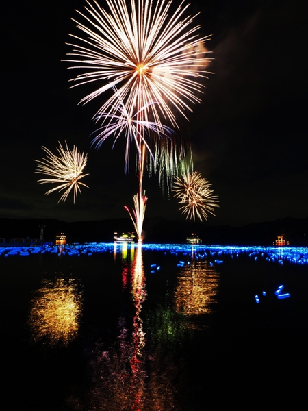 芦ノ湖冬景色花火大会