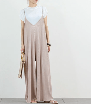 ［La-gemme］セルフカット プリーツサロペット