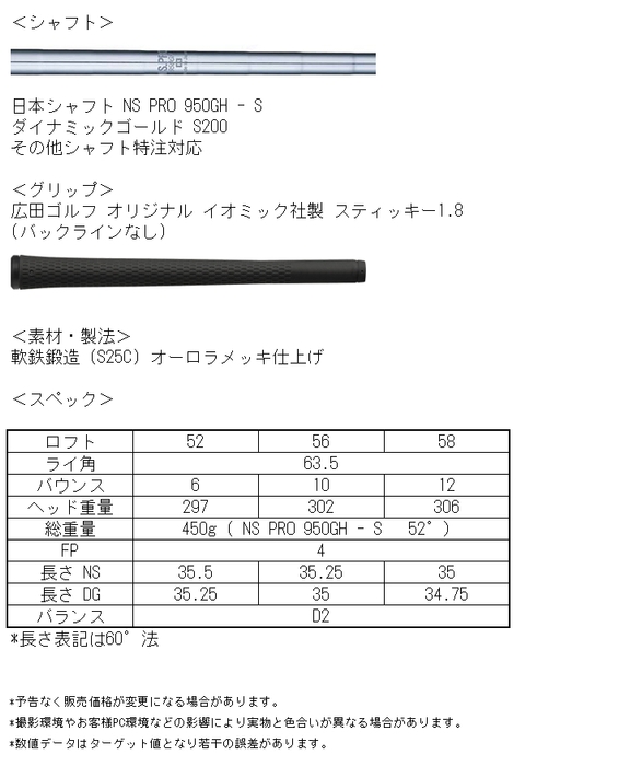 広田ゴルフ 軟鉄鍛造 フォージドウェッジ  HT-012  商品説明5