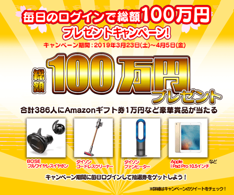 春の総額100万円プレゼントキャンペーン