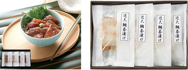 近大マグロ漬け丼セット(左) 近大鯛茶漬けセット(右)