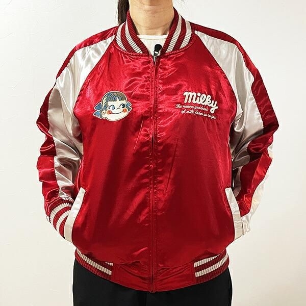 ペコちゃんのクールなコラボ刺繍スカジャン