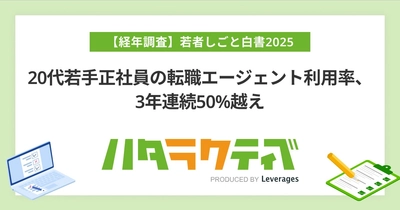 20代若手正社員の転職エージェント利用率、3年連続50%越え