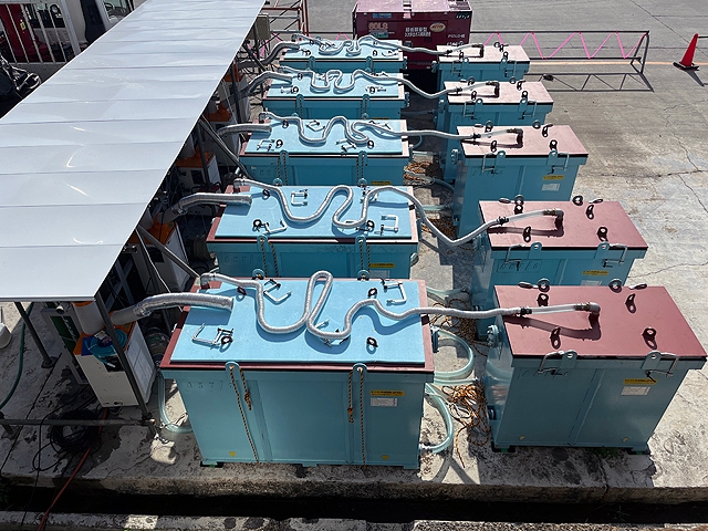 写真2:CO2固定化仮設備(CO2ガス+噴霧方式)