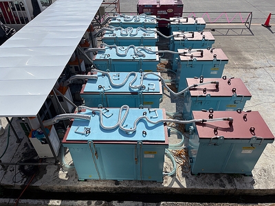 写真2:CO2固定化仮設備(CO2ガス+噴霧方式)