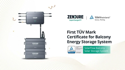 ZENDURE SolarFlowがバルコニー蓄電池カテゴリーで初めてのTÜV 安全認証を取得