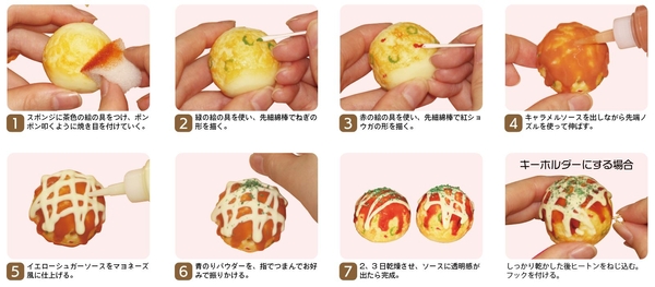 全国グルメ食品サンプル工作キット　大阪：たこ焼き　作り方
