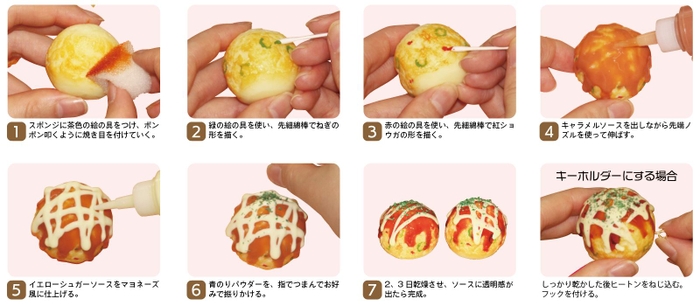 全国グルメ食品サンプル工作キット　大阪：たこ焼き　作り方