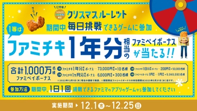 「ファミペイ」限定！最大で“ファミチキ1年分”相当の ファミペイボーナスがもらえる「クリスマスルーレット」を開催