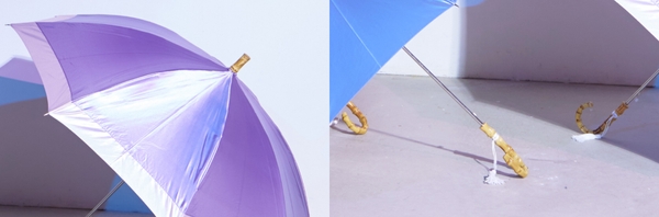 見る角度で表情の変わる新感覚生地×バンブー手元×ホワイトタッセルで落ち着いた上品な印象