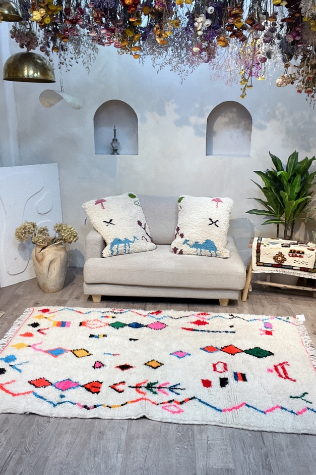 一点物のモロッコのラグ、プフ、クッション