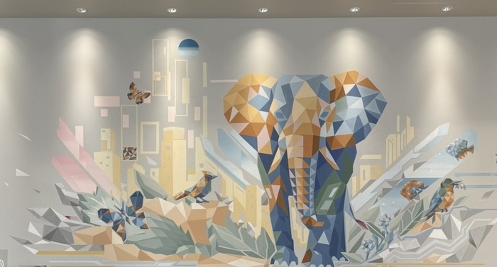 新店舗内の壁面アートワーク